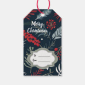 Wintergroen botanisch Vrolijk kerstfeest Cadeaulabel (Voorkant)