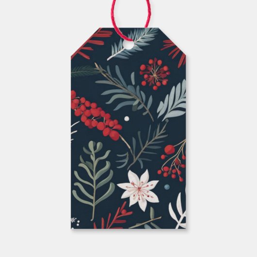 Wintergroen botanisch Vrolijk kerstfeest Cadeaulabel (Achterkant)