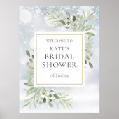 Wintergroen Bruiloftsontvangstbord Poster (Voorkant)