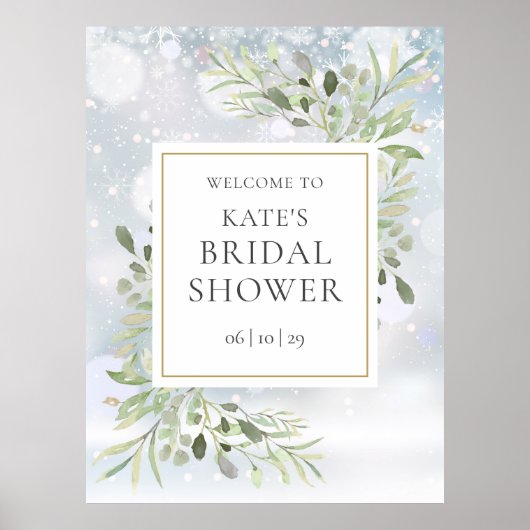 Wintergroen Bruiloftsontvangstbord Poster (Voorkant)