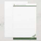 Wintergroen + gouden Confetti kerstvakantie Briefpapier (Voorkant / Achterkant)