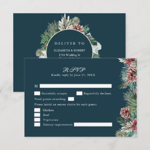 Wintergroen Huwelijk RSVP Kaart