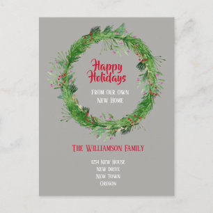 Wintergroen Nieuwe Thuis Prettige Feestdagen Briefkaart