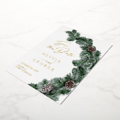 Wintergroen Pinecone Kerstmis Save The Date Folie Uitnodiging (Gedraaid)