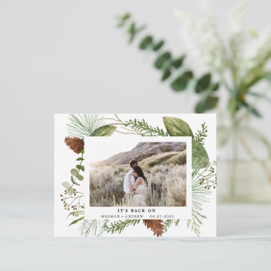 wintergroen redt het briefkaart van de datumfoto (Staand voorkant)