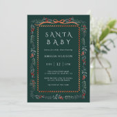 Wintergroen Santa Baby shower Green Kaart (Staand voorkant)
