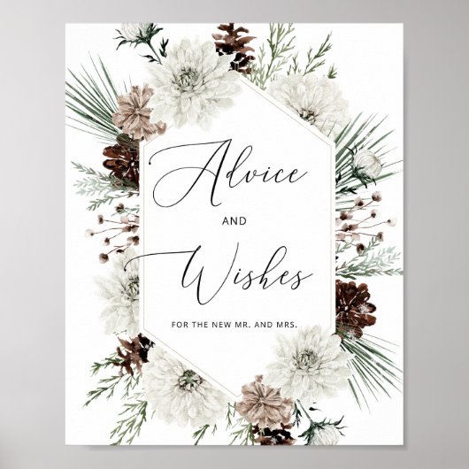 Wintergroene advies en wensen voor pasgetrouwden poster (Voorkant)