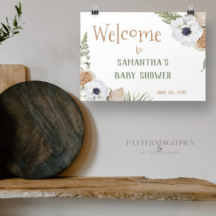 Wintergroene bloemen- dennebaby shower welkom spandoek