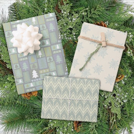 Wintergroene bomen Snowflakes pasta Modern Inpakpapier Vel