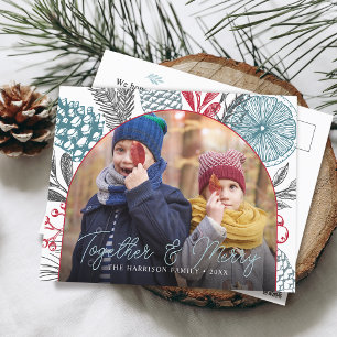 Wintergroene Boog Frame Foto Feestdagenkaart