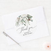 Wintergroene dennenboom bruidsdouche ronde sticker (Envelop)