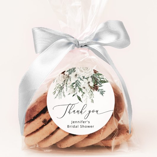 Wintergroene dennenboom bruidsdouche ronde sticker