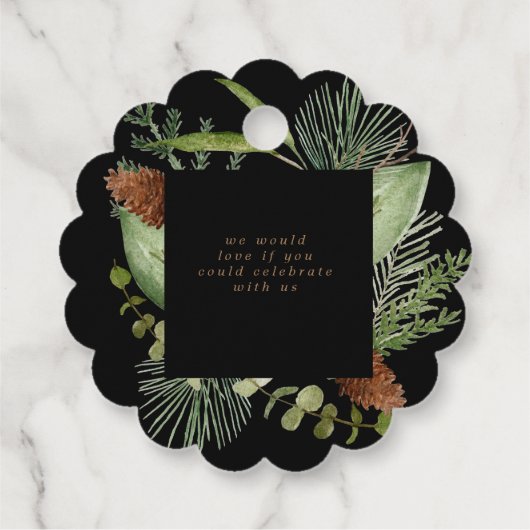 wintergroene elegant behalve datum bedankjes labels (Achterkant)