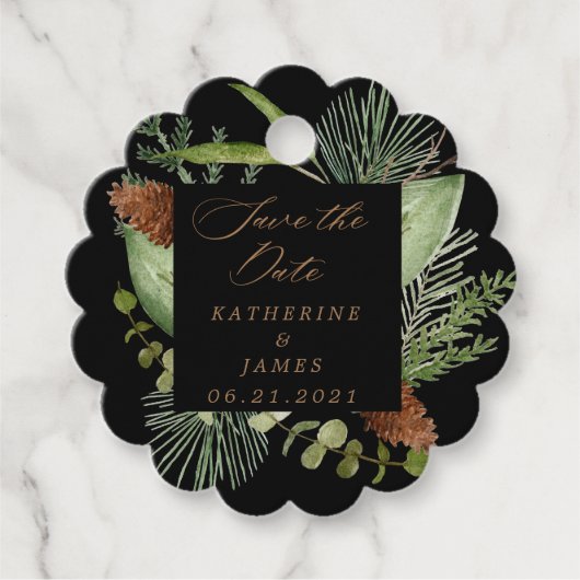 wintergroene elegant behalve datum bedankjes labels (Voorkant)