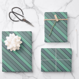 Wintergroene en grijze strepen op Waterverf papier Inpakpapier Vel