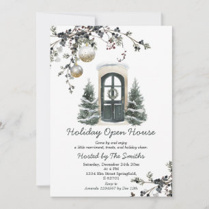 Wintergroene Kerstballen Holiday Open House Kaart