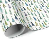 Wintergroene Kerstbomen Cadeaupapier (Rol Hoek)