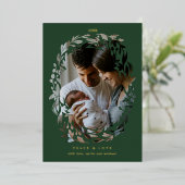 Wintergroene kransframe folie feestdagenkaart (Staand Voorkant)