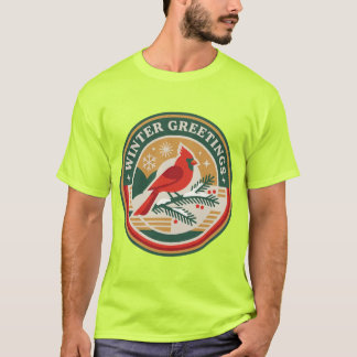 Wintergroet-shirt Rode Kardinaalvogel T-shirt