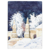 Winterhek bij de nachtelijke waterverf klembord (Achterkant)