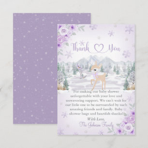 Winterhert Purple Sneeuwvlok Baby Shower Bedankkaart