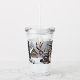 Winterherten/Buck art Acryl Drinkbeker