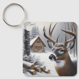 Winterherten/Buck art Sleutelhanger