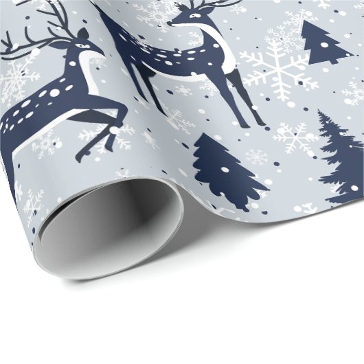 Winterherten en sneeuwvlokken Kerstmis Cadeaupapier (Rol Hoek)