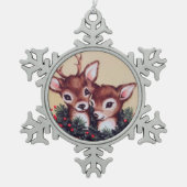 Winterherten retro tin sneeuwvlok ornament (Voorkant)