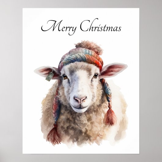 Winterhoed Kerst Schaap Aangepaste Tekst Poster (Voorkant)