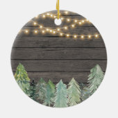 Winterhout Eerste Kerstmis als familie van drie Keramisch Ornament (Achterkant)