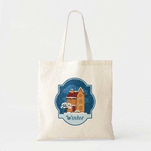 Winterhuis in de sneeuw tote bag (Voorkant)