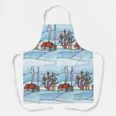 Winterhuis Landschap Schort (Voorkant)