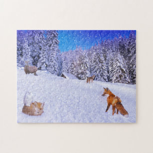 Winterhut met wilde vrienden legpuzzel