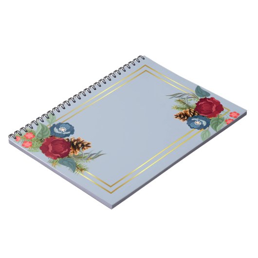 Winterhuwelijk Bourgondië Tealblauw Modern Notitieboek (Linkerzijde)