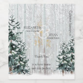 Winterhuwelijk Witte Berk, Dennenbomen Wijn Etiket (Enkel label)