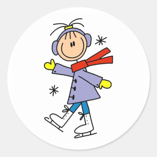 Winterijsschaatsen Ronde Sticker (Voorkant)