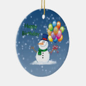 winterjarige sneeuwpop keramisch ornament (Rechts)