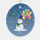 winterjarige sneeuwpop keramisch ornament (Links)