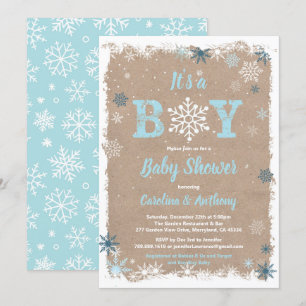 Winterjongen doucht sneeuwvlok rustiek een jongen kaart