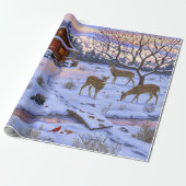 Winterkajuiteter op sneeuwkerst cadeaupapier (Uitgerold)