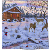 Winterkajuiteter op sneeuwkerst douchegordijn (Voorkant)