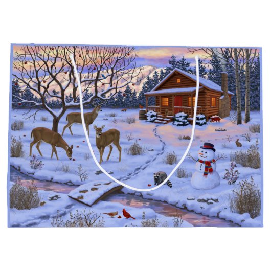 Winterkajuiteter op sneeuwkerst groot cadeauzakje (Achterkant)