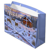 Winterkajuiteter op sneeuwkerst groot cadeauzakje (Achterkant Gekanteld)