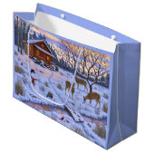 Winterkajuiteter op sneeuwkerst groot cadeauzakje (Voorkant Gekanteld)