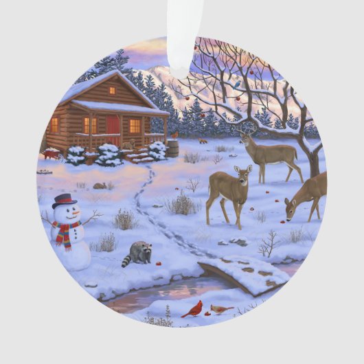 Winterkajuiteter op sneeuwkerst ornament (voorkant)