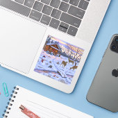 Winterkajuiteter op sneeuwkerst sticker (Laptop met iPhone)