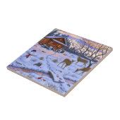 Winterkajuiteter op sneeuwkerst tegeltje (Zijkant)