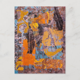 Winterkampvuur, Collage, Een Gel Print Abstract Briefkaart