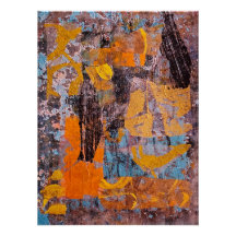 Winterkampvuur, Collage, Een Gel Print Abstract